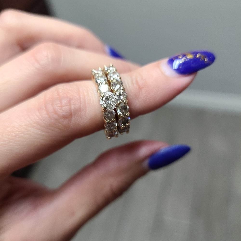 14K Gold 0.97 Carat 2 Set Vintage Diamond Ring
